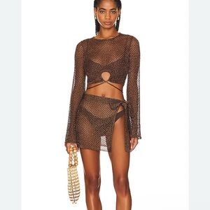 House of Harlow 1960 x REVOLVE Sana Metallic Open Stitch Mesh Skirt and Top